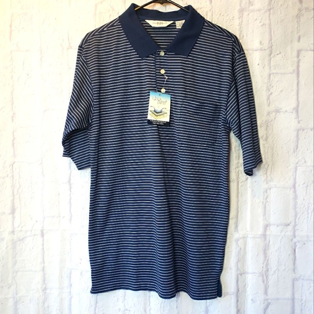 KNIGHTSBRIDGE Moisture Wicking Striped Polo Shirt Small